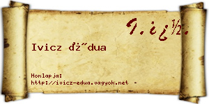 Ivicz Édua névjegykártya